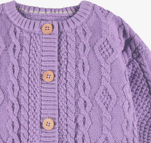 Souris Mini Cable Knit Baby Sweater Purple