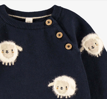 Load image into Gallery viewer, Souris Mini Sheep Print Sweater Knit Playsuit Navy
