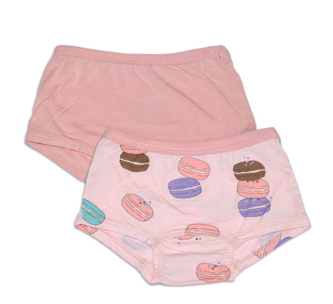 Silkberry Girls 2pack Bamboo Boxer Briefs Coral Blush/Macaron Party