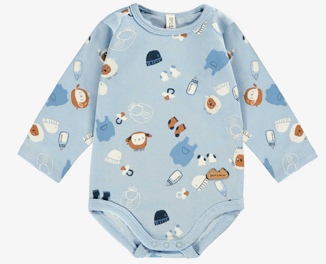 Souris Mini Baby Sheep Onesie and Grow Pant Blue