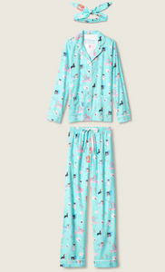 PJ Salvage This is How I Roll Flannel Pyjamas Turquoise