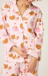 PJ Salvage Brunch Club Flannel Pyjamas Pink
