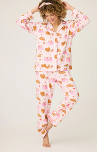 PJ Salvage Brunch Club Flannel Pyjamas Pink