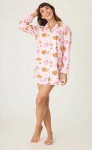 Load image into Gallery viewer, PJ Salvage Brunch Club Flannel Nightshirt Pink
