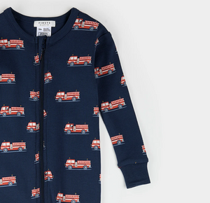 Petit Lem Fire Truck Print Convertible Sleeper