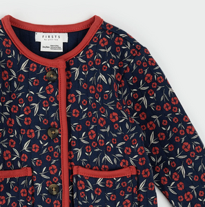 Petit Lem Poppy Floral Print Baby Quilted Cardigan