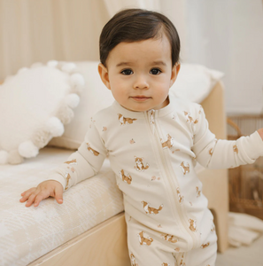 Petit Lem Corgi Print Convertible Sleeper