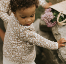 Load image into Gallery viewer, Petit Lem Daisy Print Baby Quilted Cardigan Sand Dune
