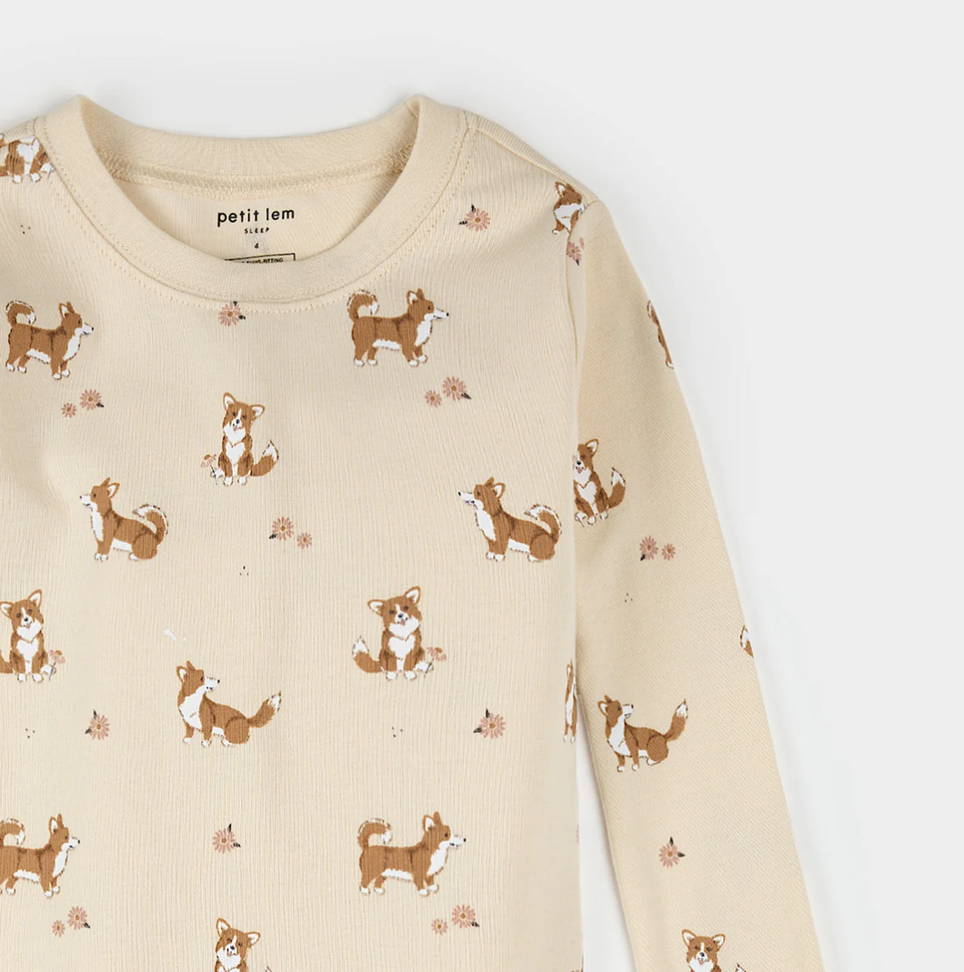 Petit Lem Corgi Print Pyjamas