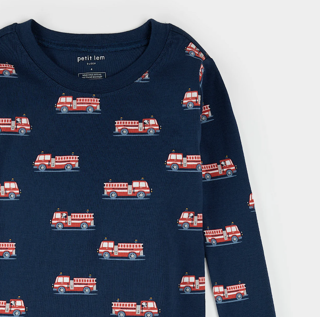 Petit Lem Fire Truck Print Pyjamas