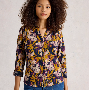 White Stuff UK Annie Jersey Shirt Navy Multi