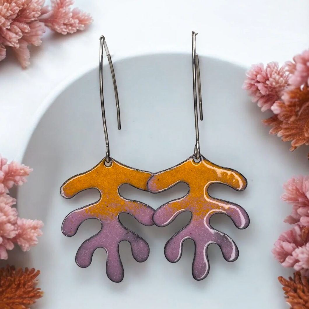 Coral Reef Matisse Leaf Earrings