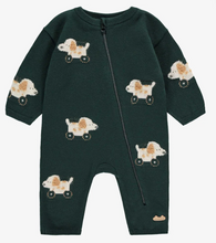 Load image into Gallery viewer, Souris Mini Knit Dog Print Knit Playsuit Green
