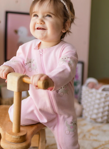 Souris Mini Cat Print Knit Playsuit Pink