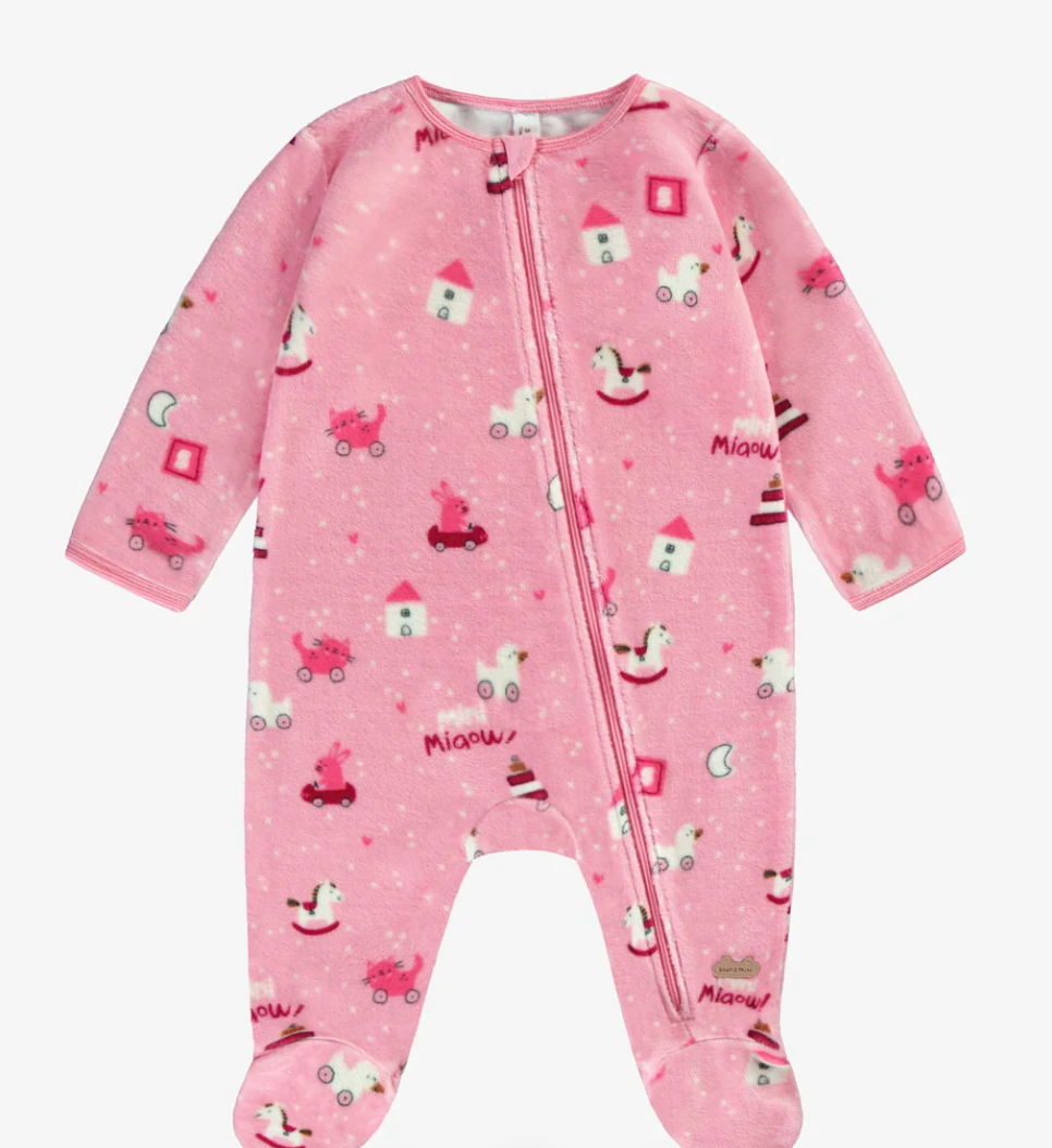 Souris Mini Toy Print Velour Sleeper Pink