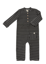 Load image into Gallery viewer, Me and Henry Mitch Henley Fleece Playsuit Black Stripe

