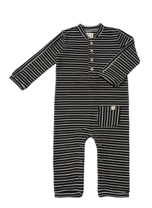 Me and Henry Mitch Henley Fleece Playsuit Black Stripe