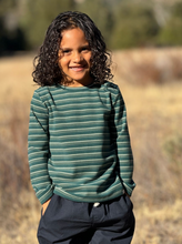 Load image into Gallery viewer, Me and Henry Toby Fleece Tee Forest Stripe
