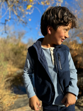 Load image into Gallery viewer, Me and Henry Gilt Sherpa Vest Navy
