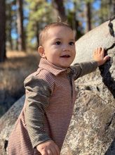 Load image into Gallery viewer, Me and Henry Arlington Polo Fleece Playsuit Rust/Brown
