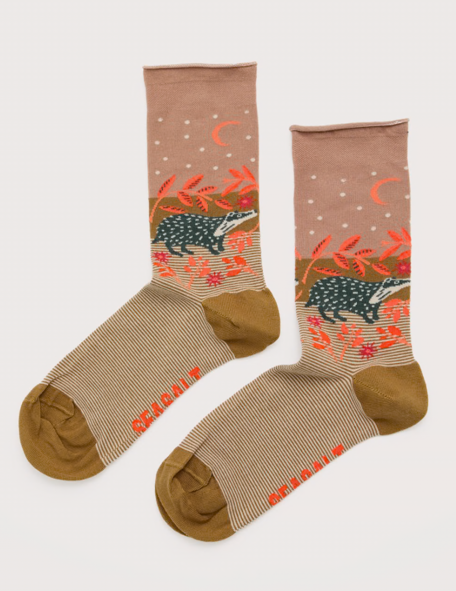 Seasalt Womens Arty Socks Moonlight Field Truffle
