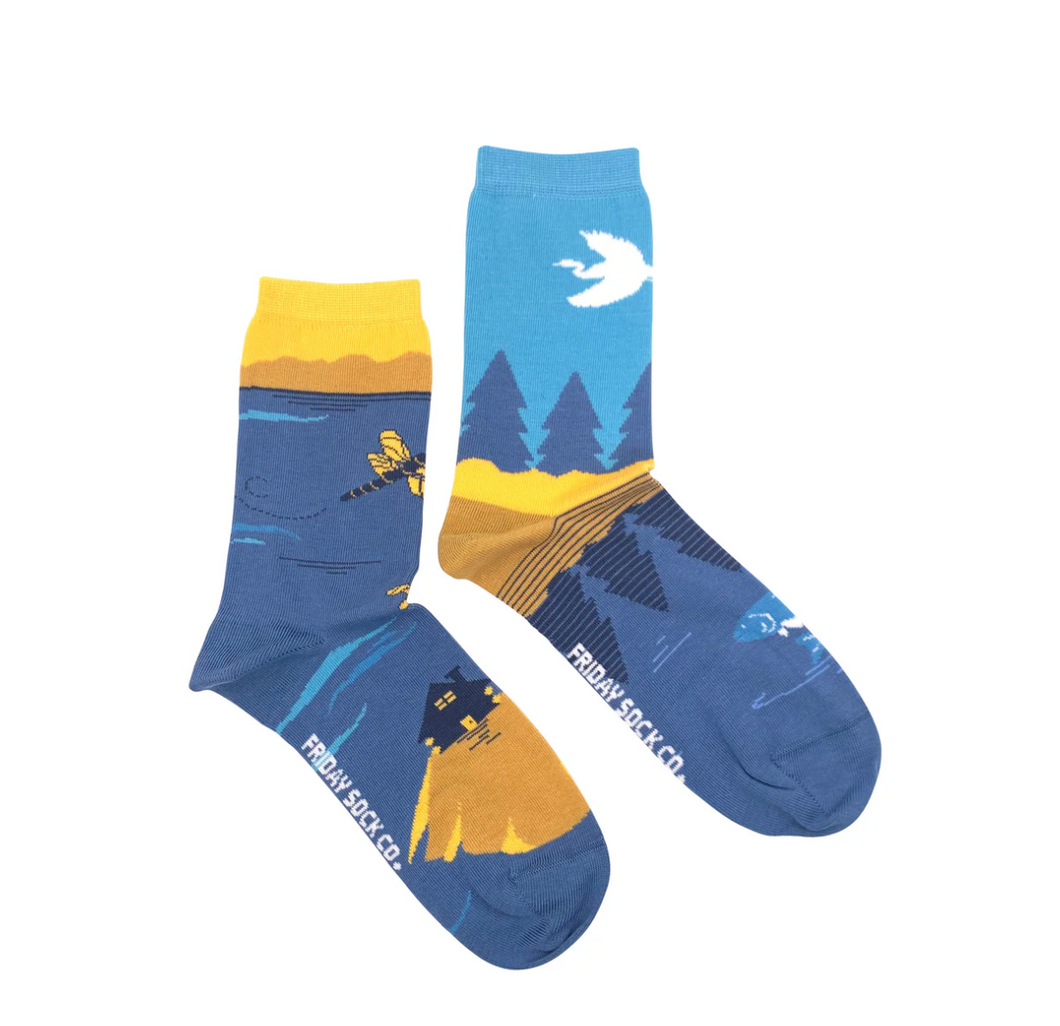 Womens Great Lakes Canadian Landscape Mismatch Socks
