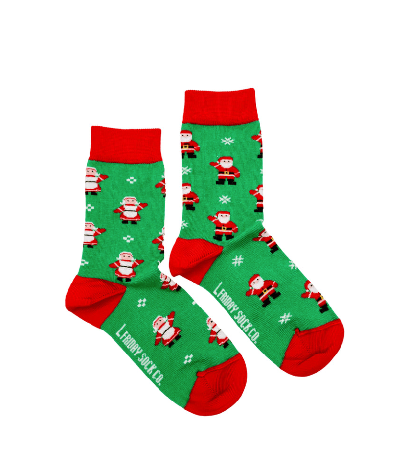 Kids Santa and Mrs. Claus Mismatch Socks