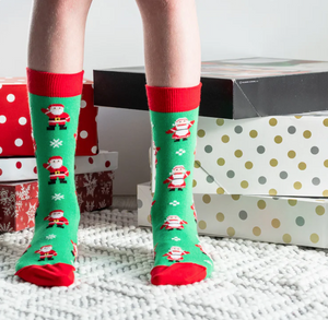Kids Santa and Mrs. Claus Mismatch Socks