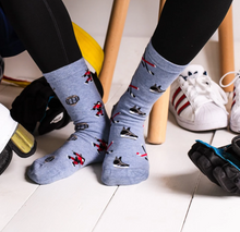 Load image into Gallery viewer, Womens Hockey Skate and Hockey Stick Mismatch Socks
