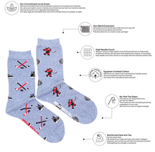Load image into Gallery viewer, Womens Hockey Skate and Hockey Stick Mismatch Socks
