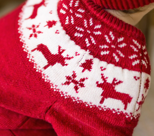 Souris Mini Wool Blend Sweater Knit Jacquard Playsuit Red