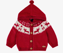 Load image into Gallery viewer, Souris Mini Wool Blend Jacquard Hooded Cardigan and Pant Red
