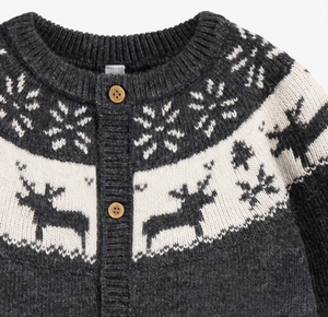 Souris Mini Wool Blend Sweater Knit Jacquard Playsuit Grey