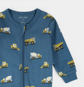 Petit Lem Construction Truck Print Sleeper