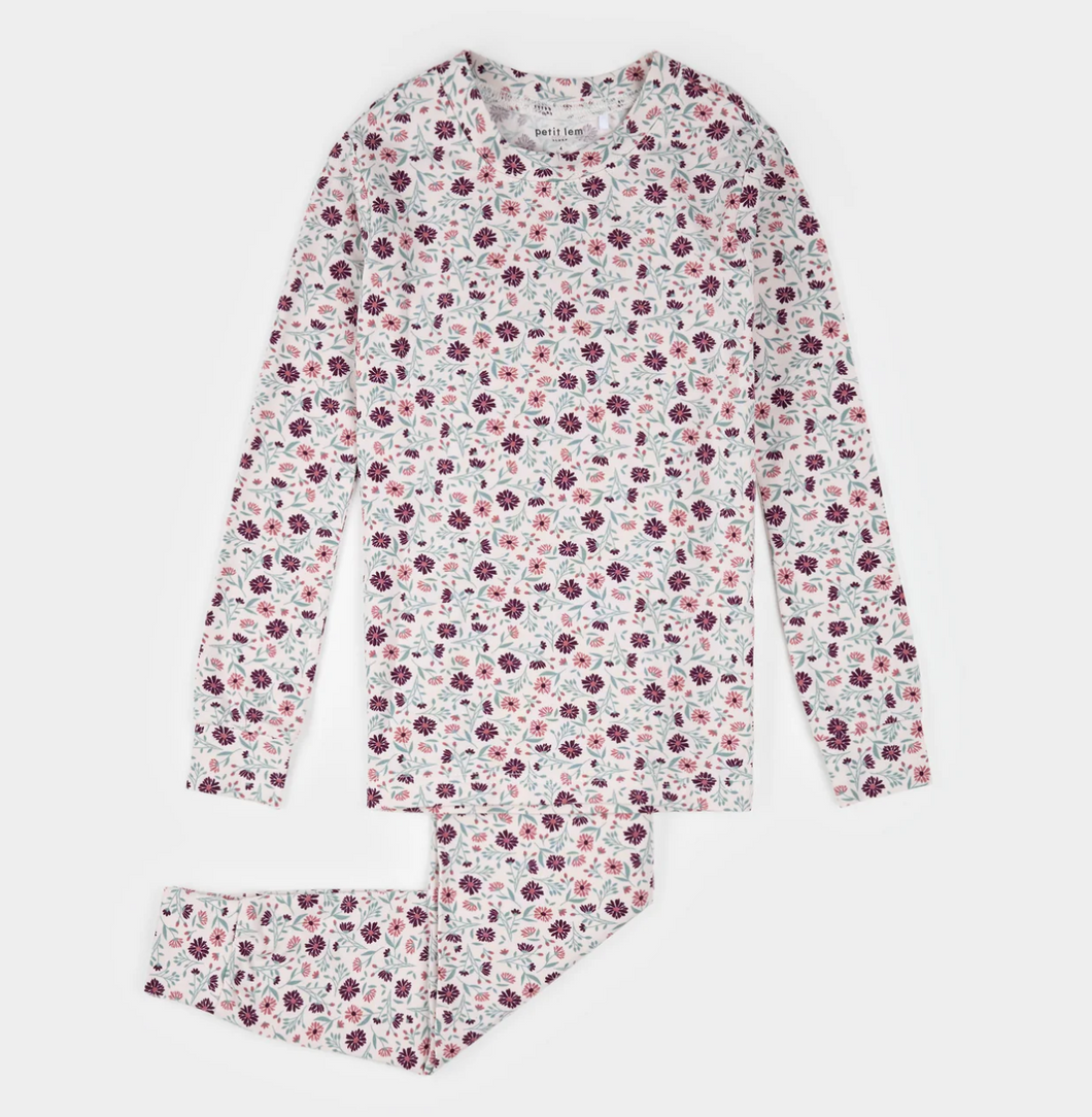 Petit Lem Field Floral Beige Modal Jersey Pyjamas