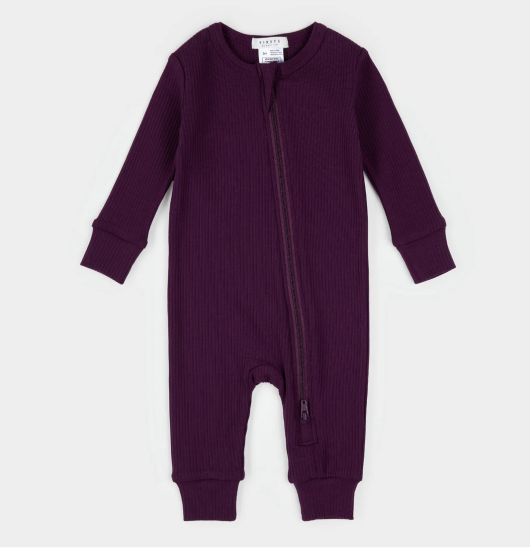 Petit Lem Plum Modal Rib Playsuit