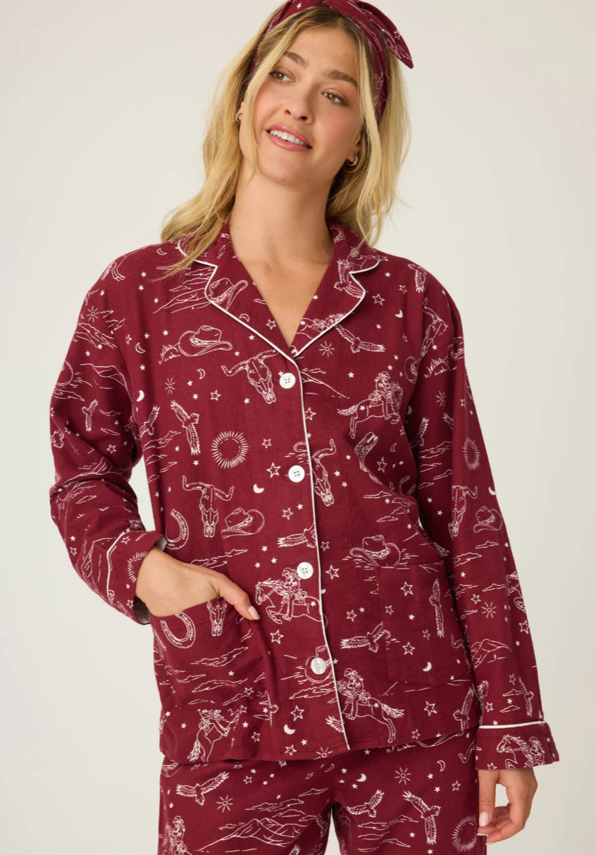 PJ Salvage Hold Your Horses Flannel Pyjamas Port