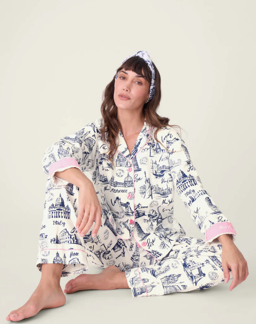 PJ Salvage Bon Voyage Flannel Pyjamas White Cloud