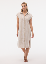 Load image into Gallery viewer, FIG Kelly Shirt Dress Cabana Stripe Maple
