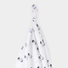 Load image into Gallery viewer, Petit Lem Baby Penguin Print Muslin Swaddling Blanket
