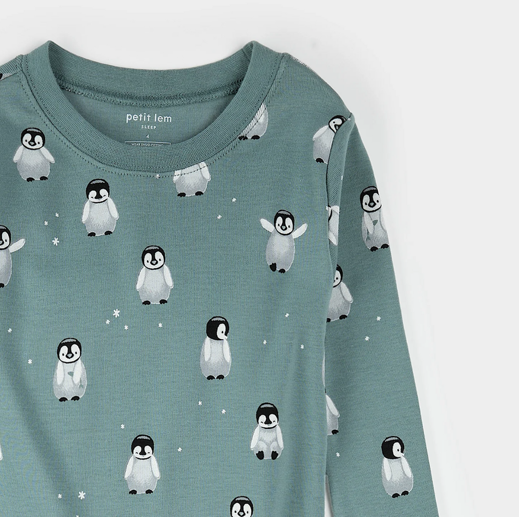 Petit Lem Baby Penguin Print Pyjamas