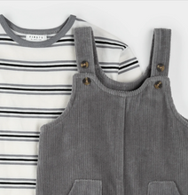 Load image into Gallery viewer, Petit Lem Cord Overall and Tee Mid Grey
