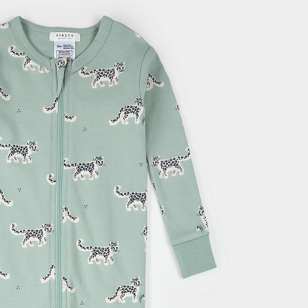Petit Lem Snow Leopard Print Convertible Sleeper