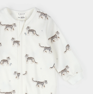 Petit Lem Snow Leopard Print Sleeper