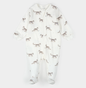 Petit Lem Snow Leopard Print Sleeper
