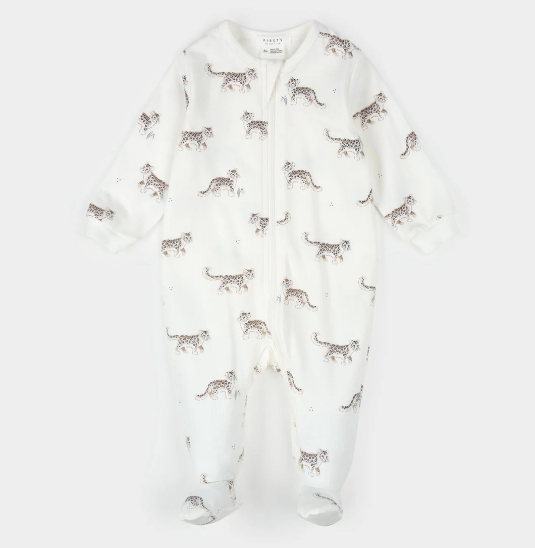 Petit Lem Snow Leopard Print Sleeper