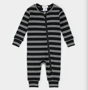 Petit Lem Black Stripe Modal Rib Playsuit