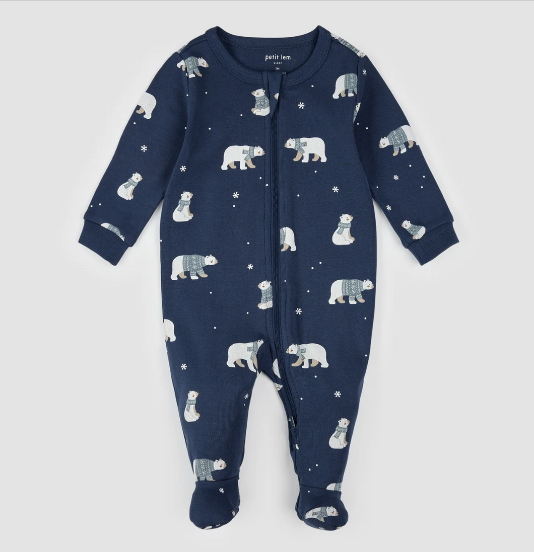 Petit Lem Winter Polar Bear Print Sleeper