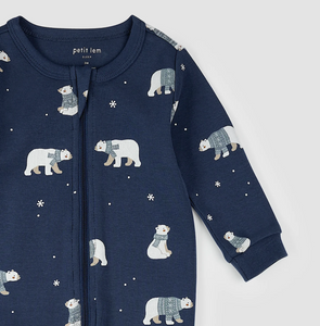 Petit Lem Winter Polar Bear Print Sleeper