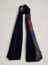 Load image into Gallery viewer, White Stuff UK Velvet Printed Scarf Blue Print
